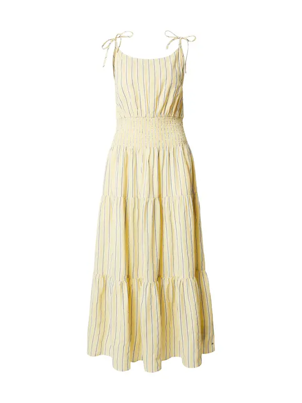 TOMMY HILFIGER TOMMY HILFIGER Poletna obleka 'Self- Strap Smock Midi'  rumena / siva / bela