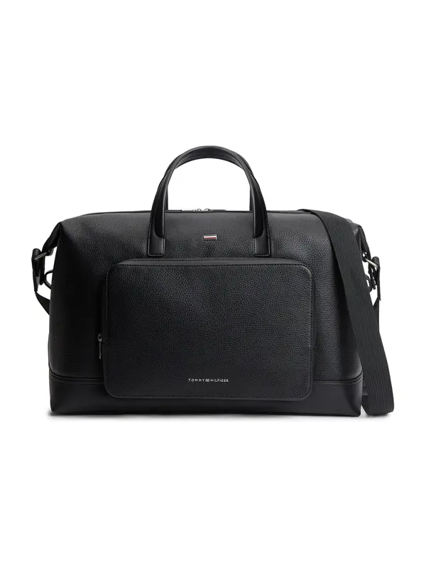 TOMMY HILFIGER TOMMY HILFIGER Potovalka za konec tedna 'Caviar Grain Metal Logo Duffle'  črna