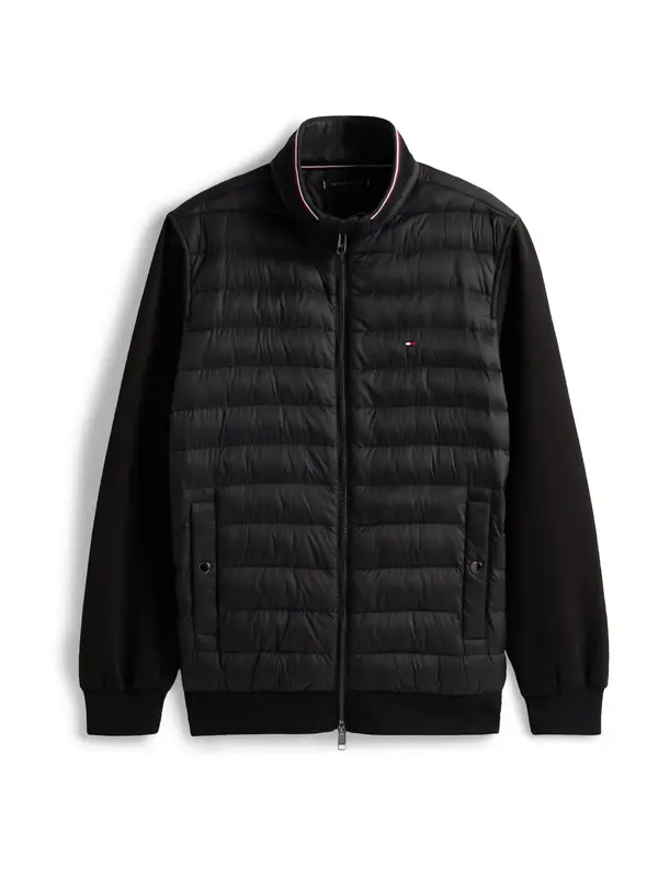 TOMMY HILFIGER TOMMY HILFIGER Prehodna jakna 'Mixed Texture Intechno Zip-thru'  črna