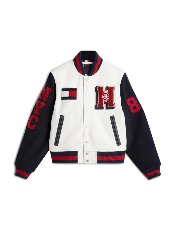 TOMMY HILFIGER TOMMY HILFIGER Prehodna jakna  mornarska / svetlo siva / temno rdeča