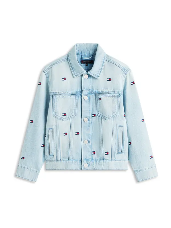 TOMMY HILFIGER TOMMY HILFIGER Prehodna jakna  svetlo modra / temno modra / rdeča