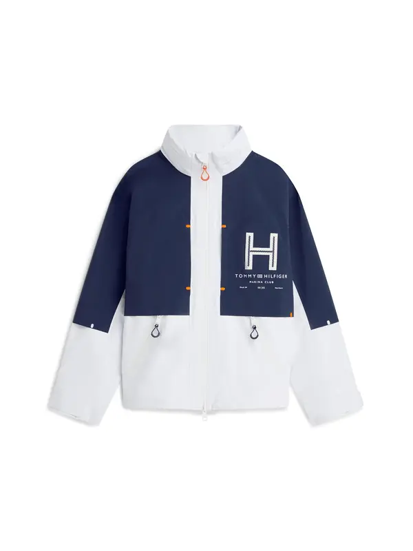 TOMMY HILFIGER TOMMY HILFIGER Prehodna jakna 'Waterproof Colour-blocked Regatta'  marine / temno oranžna / bela