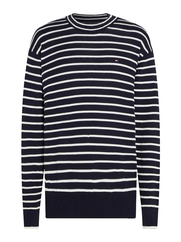 TOMMY HILFIGER TOMMY HILFIGER Pulover 'Breton'  temno modra / bela