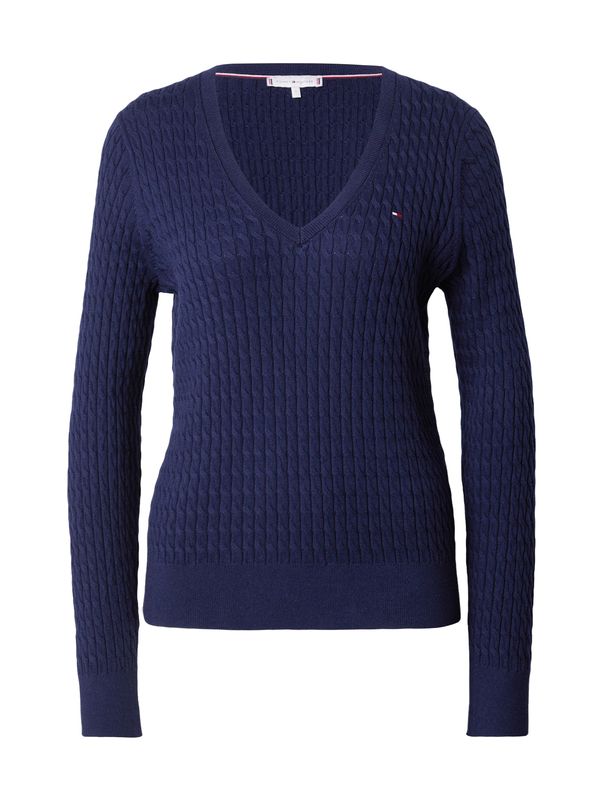 TOMMY HILFIGER TOMMY HILFIGER Pulover 'Cable'  mornarska / temno modra / rdeča / bela