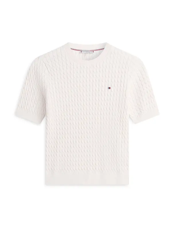 TOMMY HILFIGER TOMMY HILFIGER Pulover 'Cable Short Sleeve'  bež