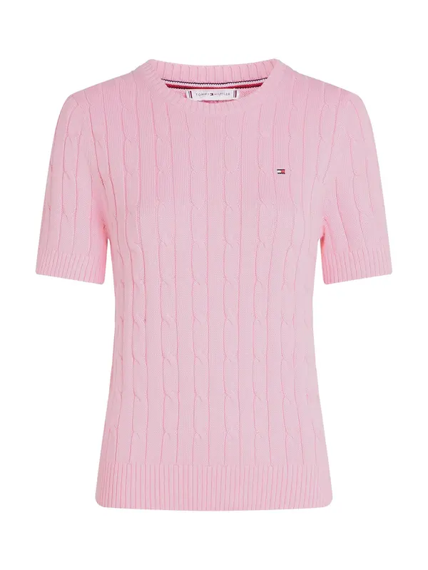 TOMMY HILFIGER TOMMY HILFIGER Pulover 'Cable Short Sleeve'  roza