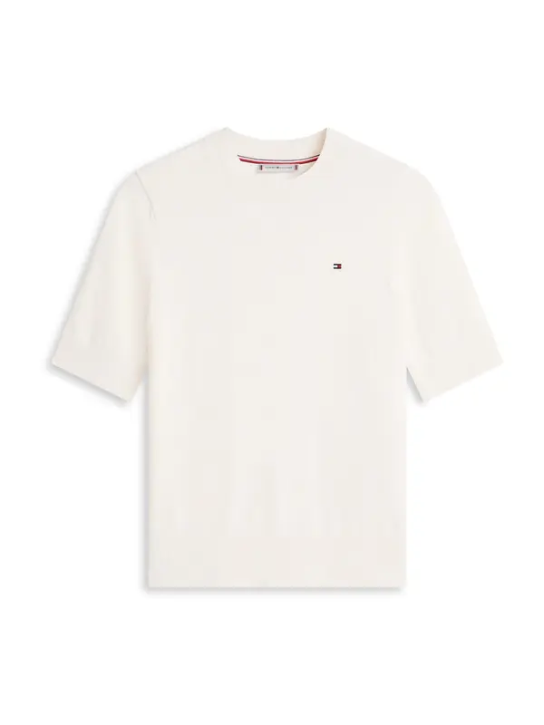 TOMMY HILFIGER TOMMY HILFIGER Pulover 'Fine Short Sleeve'  svetlo bež