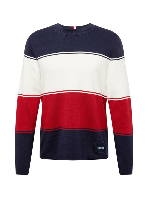 TOMMY HILFIGER TOMMY HILFIGER Pulover 'MILANO'  marine / češnjevo rdeča / bela