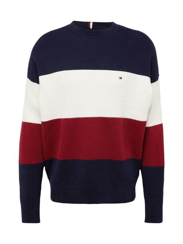 TOMMY HILFIGER TOMMY HILFIGER Pulover  mornarska / krvavo rdeča / bela