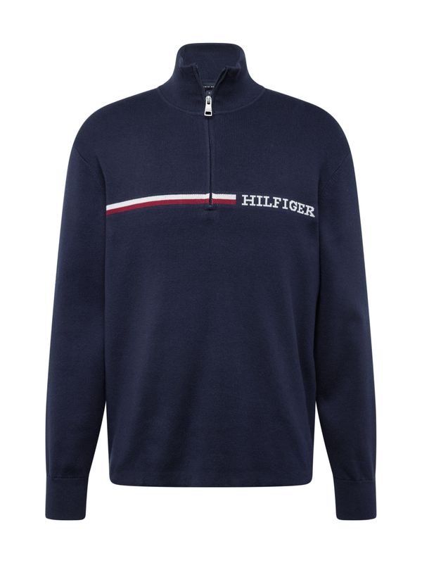 TOMMY HILFIGER TOMMY HILFIGER Pulover  nočno modra / rdeča / bela