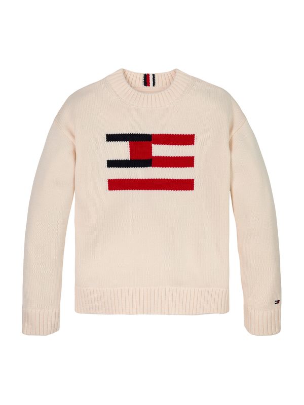 TOMMY HILFIGER TOMMY HILFIGER Pulover  pastelno rumena / rdeča / črna