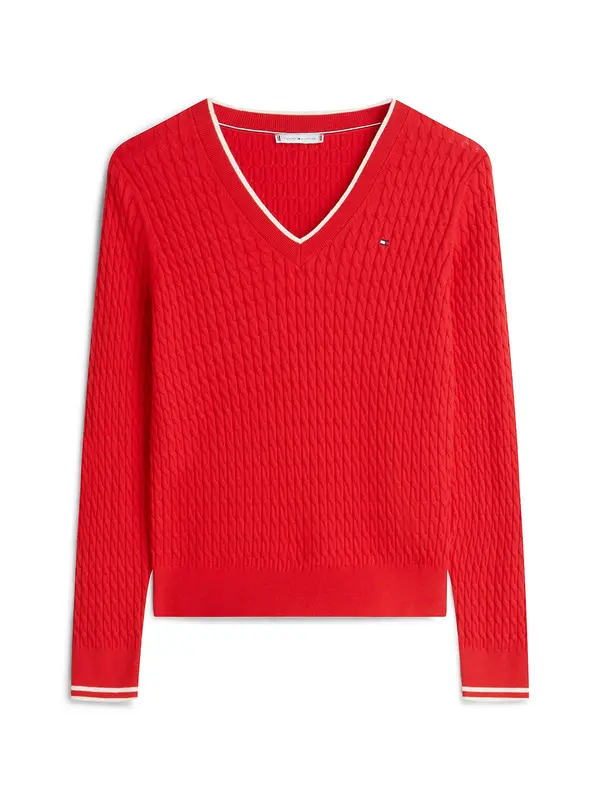TOMMY HILFIGER TOMMY HILFIGER Pulover  rdeča / bela