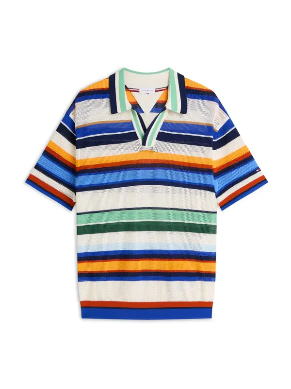 TOMMY HILFIGER TOMMY HILFIGER Pulover 'Relaxed Fit Multicolour Stripe'  modra / mornarska / oranžna / bela