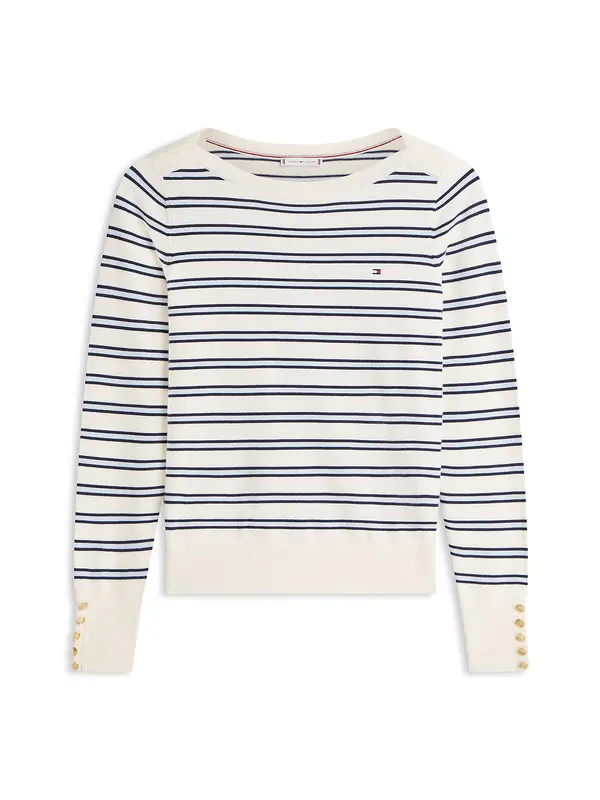 TOMMY HILFIGER TOMMY HILFIGER Pulover  svetlo bež / mornarska / bela