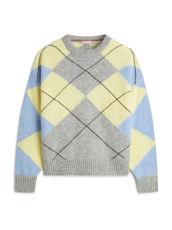 TOMMY HILFIGER TOMMY HILFIGER Pulover  svetlo modra / rumena / pegasto siva / črna