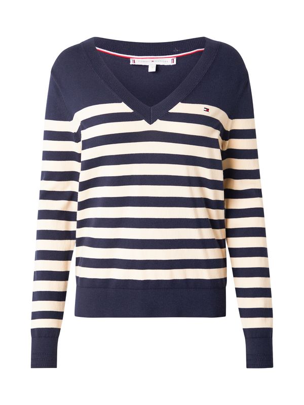 TOMMY HILFIGER TOMMY HILFIGER Pulover  temno modra / naravno bela