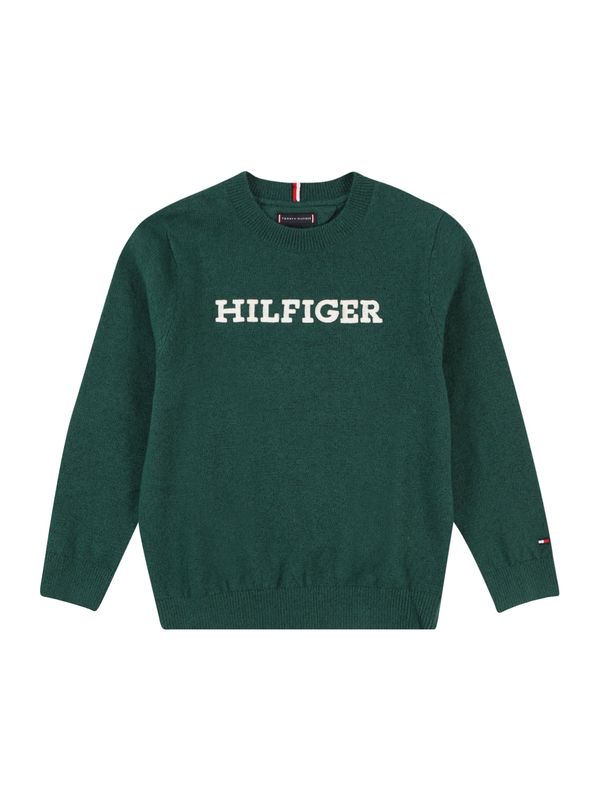 TOMMY HILFIGER TOMMY HILFIGER Pulover  temno zelena / bela