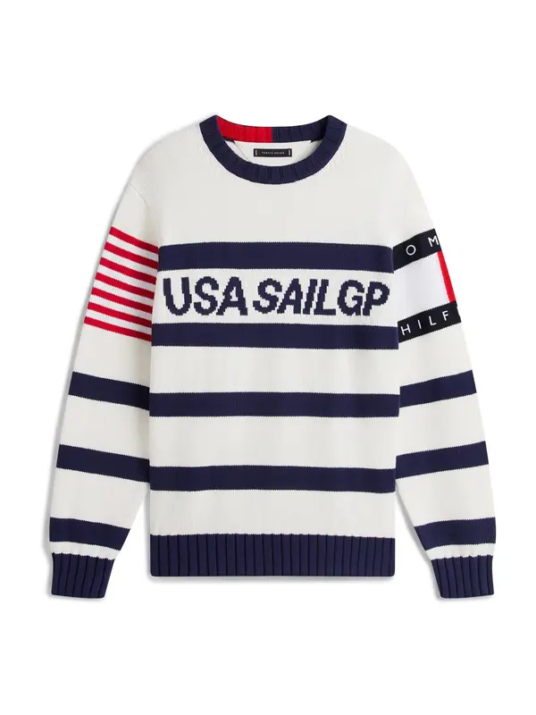 TOMMY HILFIGER TOMMY HILFIGER Pulover 'US SAILGP'  marine / mornarska / rdeča / off-bela