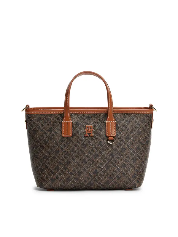 TOMMY HILFIGER TOMMY HILFIGER Ročna torbica  bež / rjava / črna