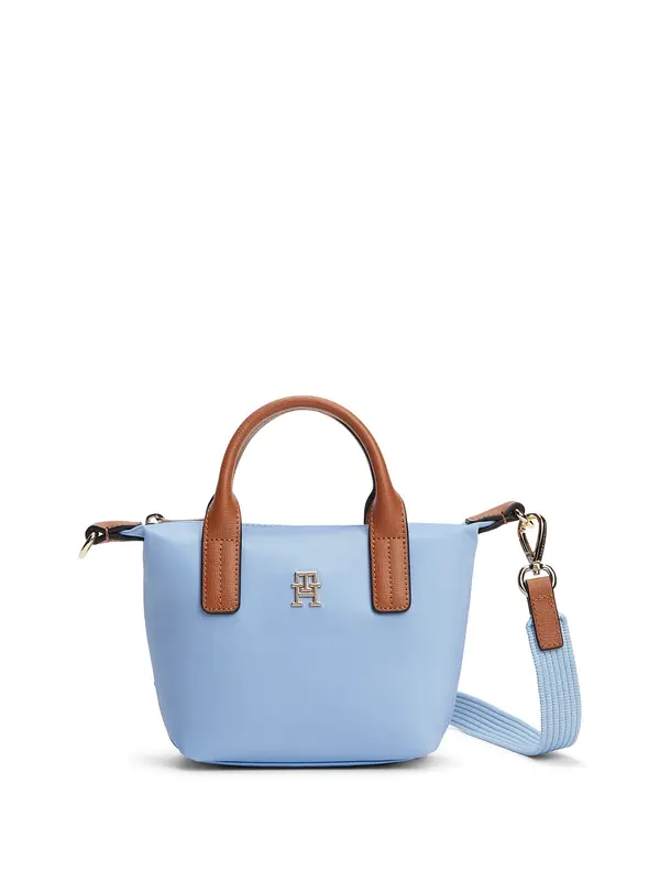 TOMMY HILFIGER TOMMY HILFIGER Ročna torbica 'Popette'  svetlo modra / konjak