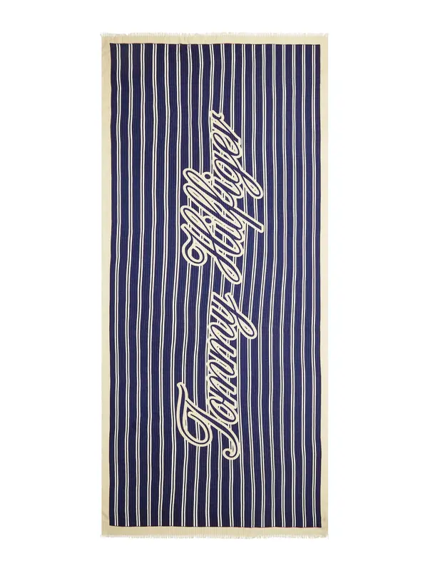 TOMMY HILFIGER TOMMY HILFIGER Šal 'Logo'  bež / temno modra / bela