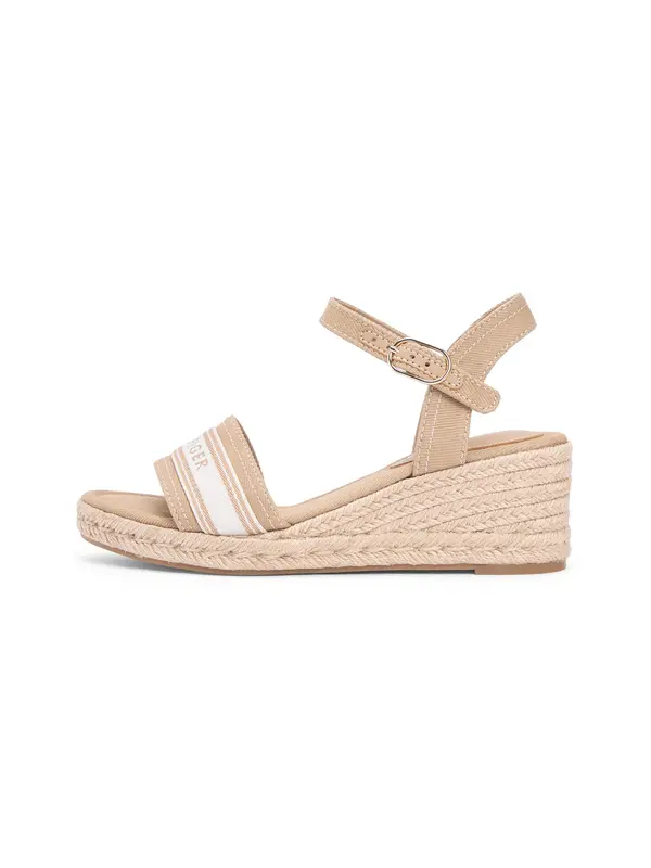 TOMMY HILFIGER TOMMY HILFIGER Sandali s paščki  temno bež / bela