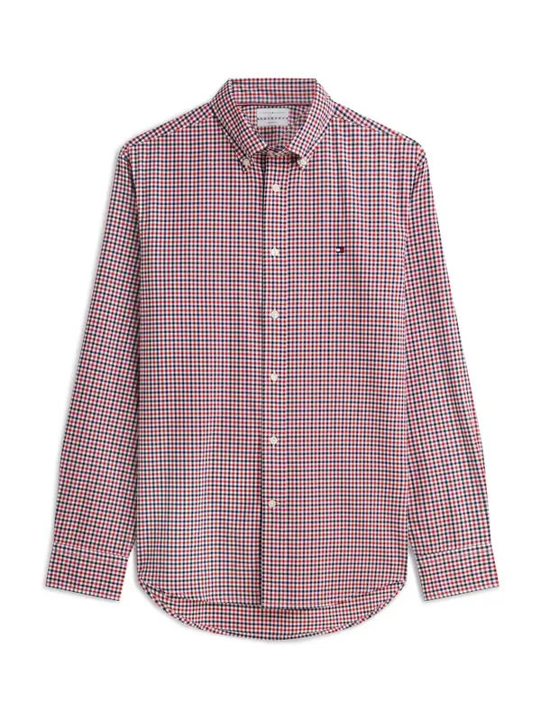 TOMMY HILFIGER TOMMY HILFIGER Srajca 'Regular Fit Flex Gingham'  mornarska / rdeča / bela