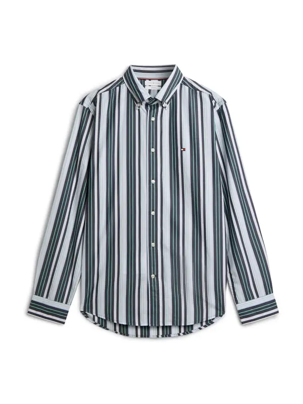 TOMMY HILFIGER TOMMY HILFIGER Srajca 'Regular Fit Multicolour Stripe'  smaragd / meta / bela