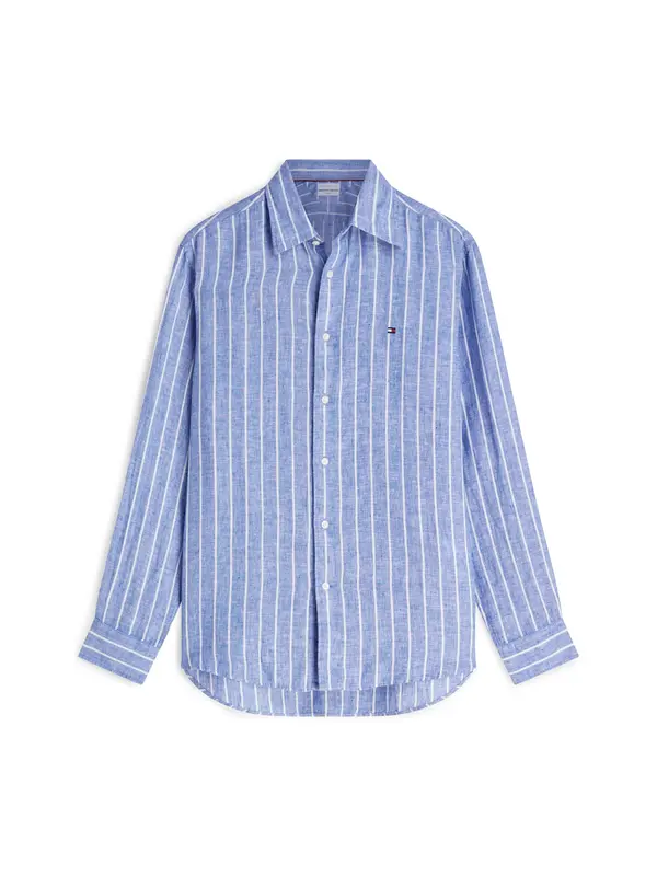 TOMMY HILFIGER TOMMY HILFIGER Srajca 'Regular Fit Textured Stripe Pure'  modra / bela