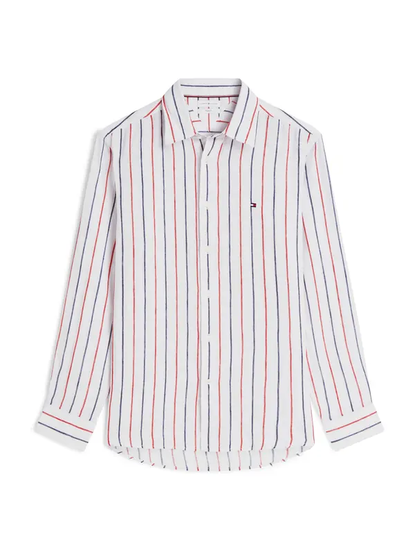 TOMMY HILFIGER TOMMY HILFIGER Srajca 'Regular Fit Textured Stripe Pure'  opal / češnjevo rdeča / bela