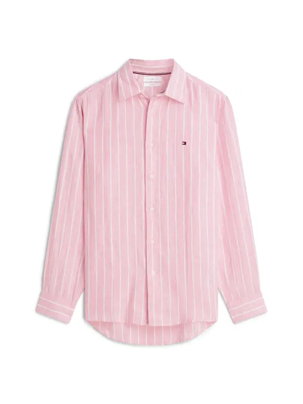 TOMMY HILFIGER TOMMY HILFIGER Srajca 'Regular Fit Textured Stripe Pure'  svetlo roza / bela