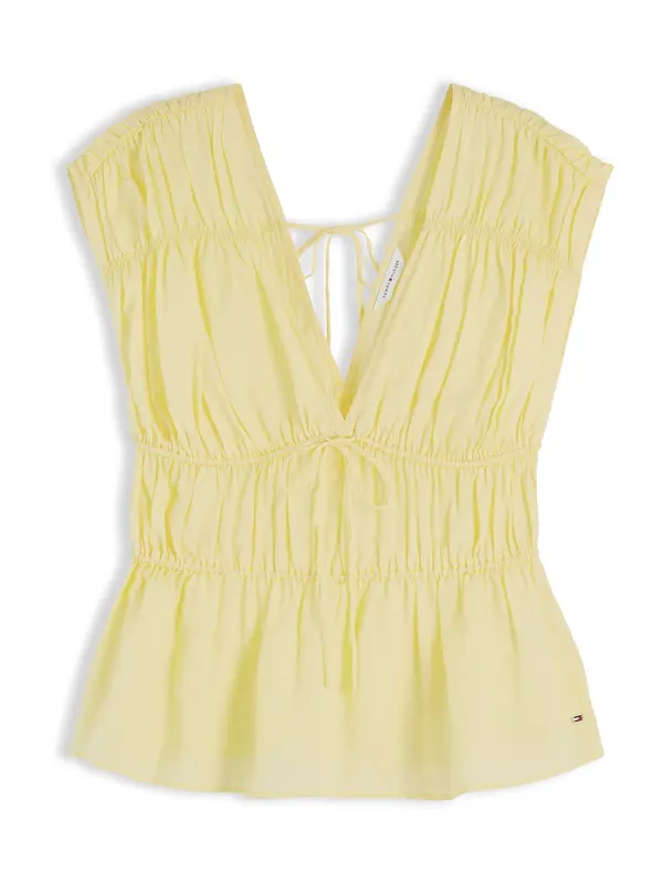 TOMMY HILFIGER TOMMY HILFIGER Top 'Regular Fit Sleeveless Smock Blouse With'  svetlo rumena