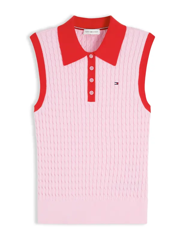 TOMMY HILFIGER TOMMY HILFIGER Top z naramnicami 'Cable Slim Sleeveless'  roza / rdeča