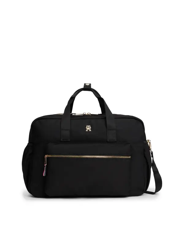 TOMMY HILFIGER TOMMY HILFIGER Torba 'TH Monogram Plaque Changing'  črna