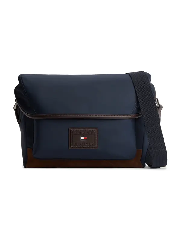 TOMMY HILFIGER TOMMY HILFIGER Torba za čez ramo 'Heritage Logo Patch'  mornarska / temno rjava