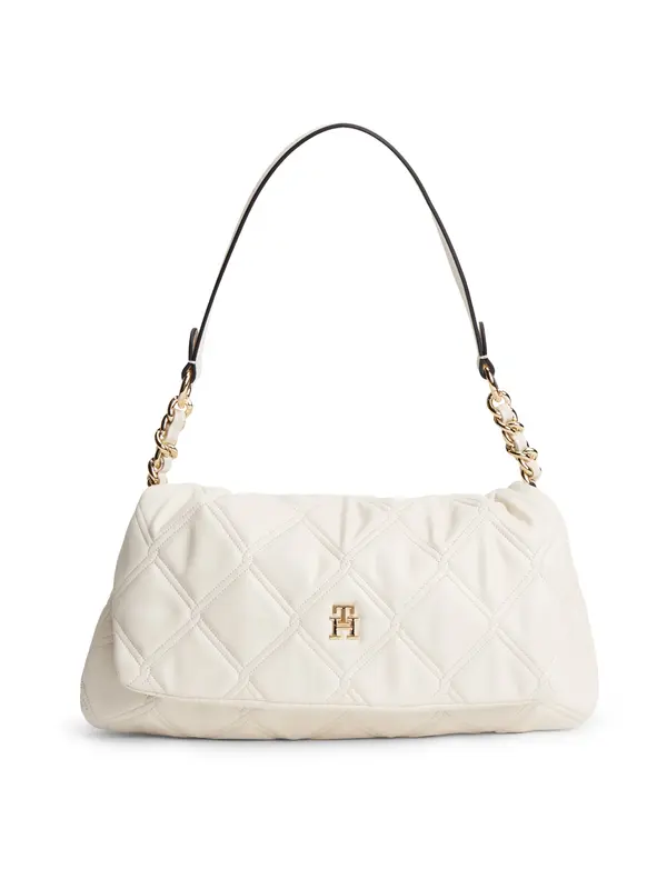 TOMMY HILFIGER TOMMY HILFIGER Torba za čez ramo 'Quilted TH Monogram Shoulder'  kremna