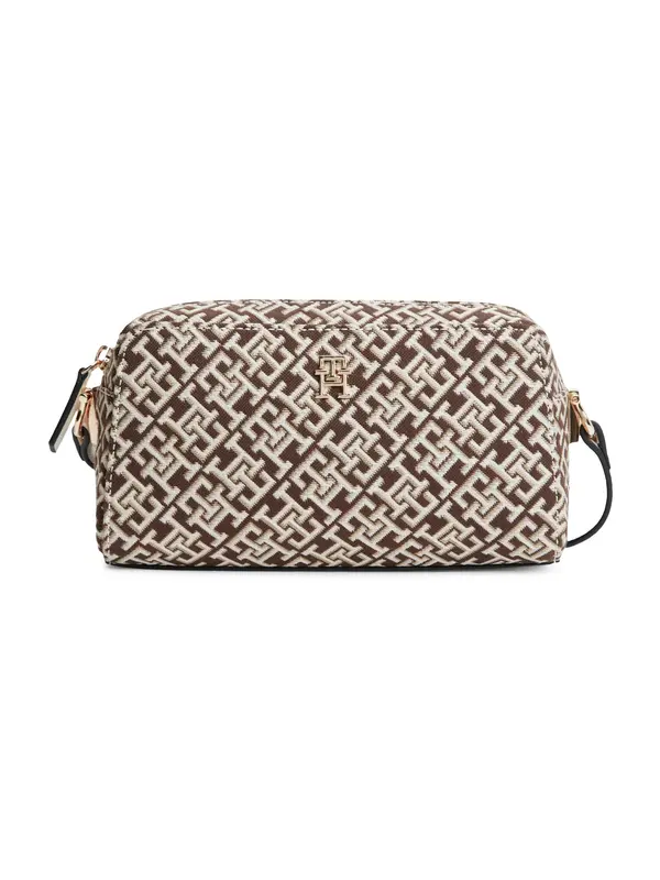 TOMMY HILFIGER TOMMY HILFIGER Torba za čez ramo 'TH Monogram Camera'  kremna / temno rjava