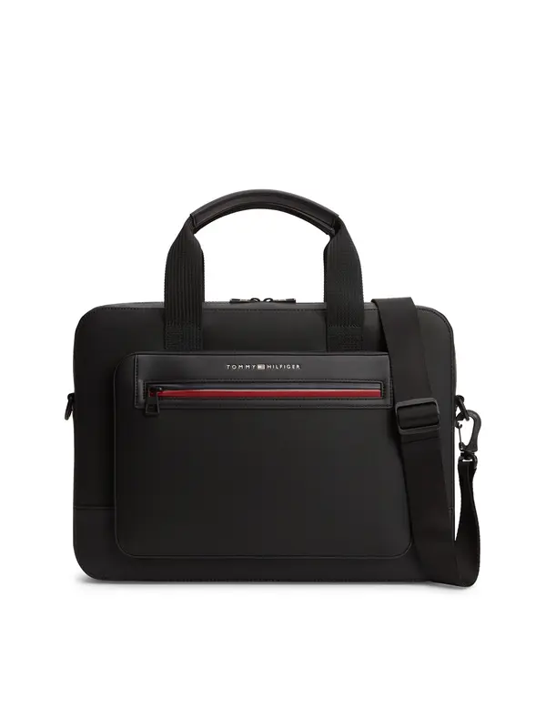 TOMMY HILFIGER TOMMY HILFIGER Torbe za prenosnik 'Foundation'  nočno modra / temno rdeča / črna