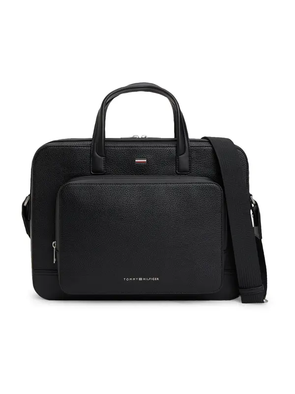 TOMMY HILFIGER TOMMY HILFIGER Torbe za prenosnik 'Pebble Grain Logo Hardware'  črna