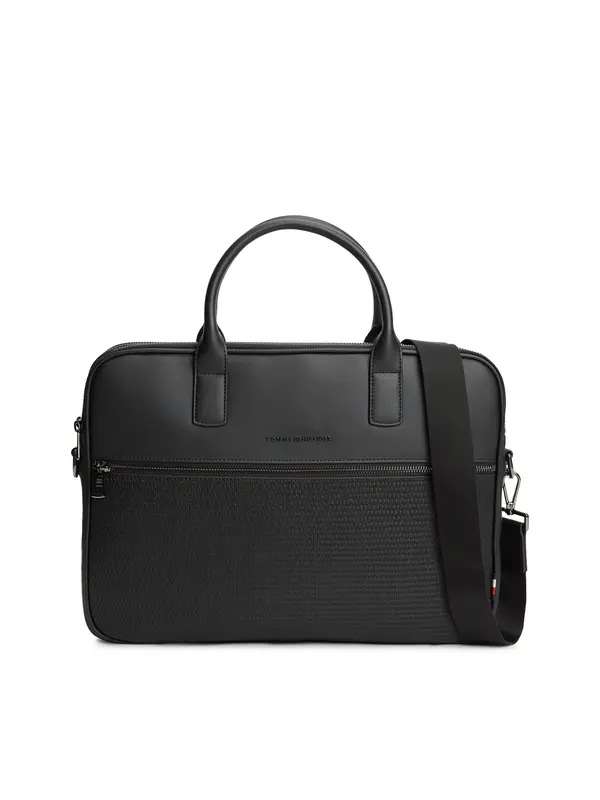 TOMMY HILFIGER TOMMY HILFIGER Torbe za prenosnik 'WOVEN'  črna