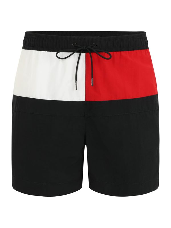 Tommy Hilfiger Underwear Tommy Hilfiger Underwear Kratke kopalne hlače 'MEDIUM DRAWSTRING'  ognjeno rdeča / črna / bela