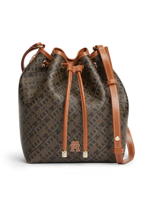 TOMMY HILFIGER TOMMY HILFIGER Vrečasta torba  pueblo / črna / bela