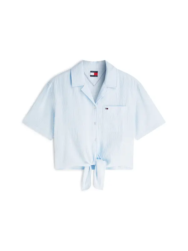 Tommy Jeans Tommy Jeans Bluza 'Crinkle Front Short Sleeve'  svetlo modra