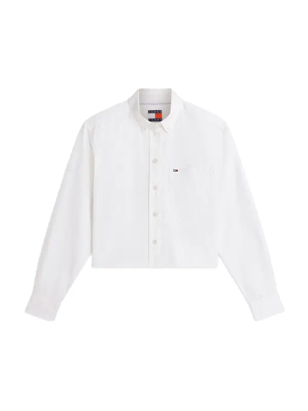 Tommy Jeans Tommy Jeans Bluza 'Relaxed Fit Cropped'  mornarska / češnjevo rdeča / bela