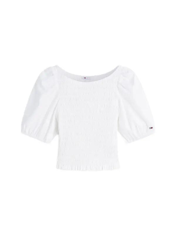 Tommy Jeans Tommy Jeans Bluza 'Smock Slim Short Sleeve Blouse'  bela