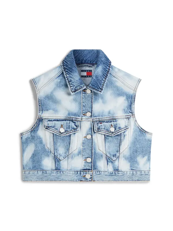 Tommy Jeans Tommy Jeans Brezrokavnik 'Dye Cropped Trucker'  moder denim