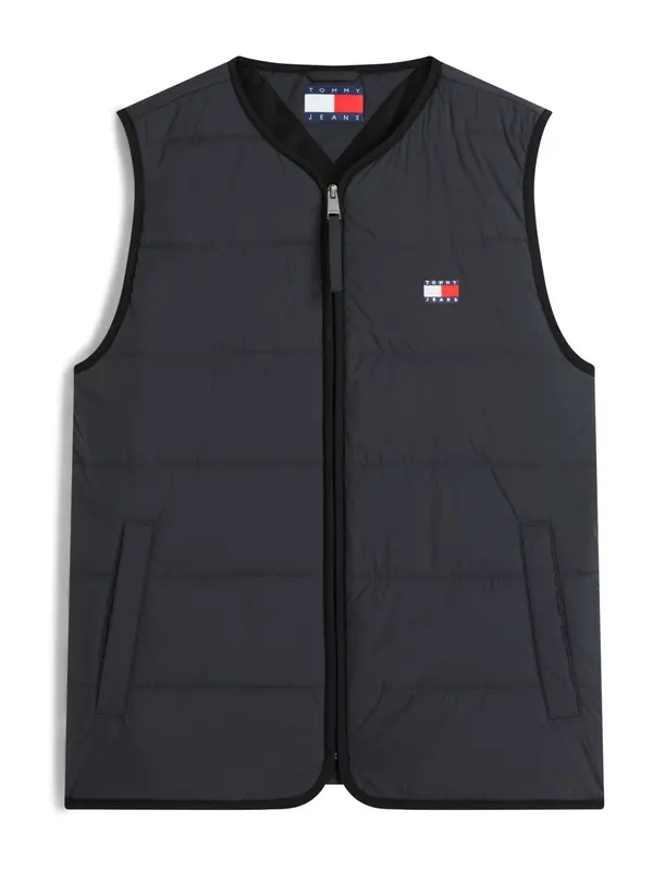 Tommy Jeans Tommy Jeans Brezrokavnik 'Lightweight Down Quilted'  mornarska / grafit / rdeča / bela