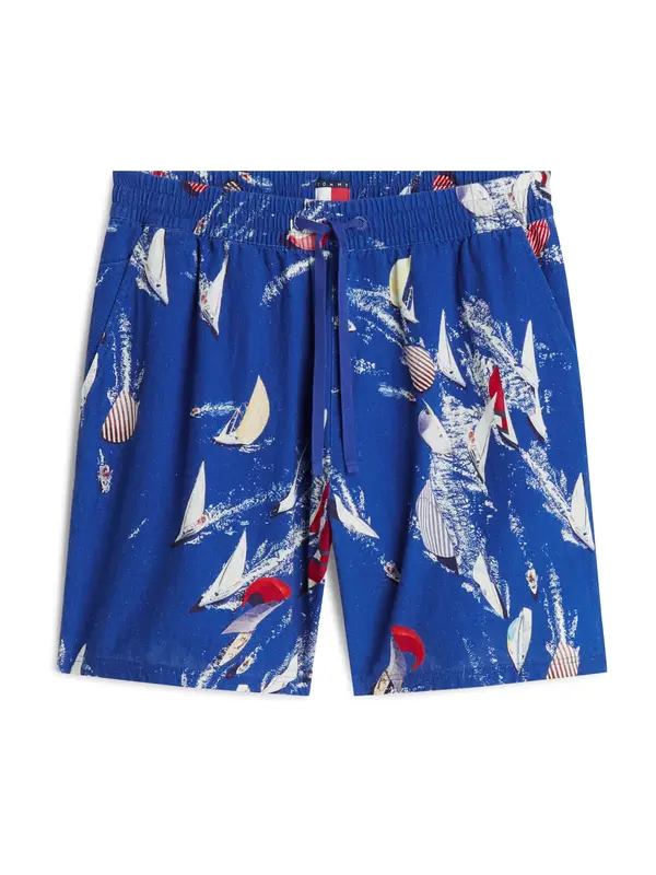 Tommy Jeans Tommy Jeans Hlače 'Print Blend Regular'  modra / svetlo rumena / češnjevo rdeča / bela