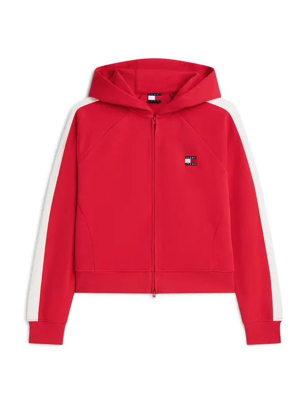 Tommy Jeans Tommy Jeans Jopa na zadrgo 'Tommy Badge Zip-thru'  rdeča / bela