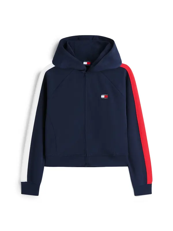 Tommy Jeans Tommy Jeans Jopa na zadrgo 'Tommy Badge Zip-thru'  temno modra / rdeča / bela
